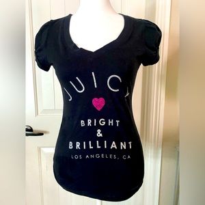 NWOT JUICY WOMEN CASUAL T SHIRT SHORT SLEEVES CLEAN LOOK SPARKLING BLACK XS